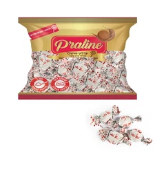 פרליני שוקולד מזל טוב לבן אדום 500 גרם בשקית